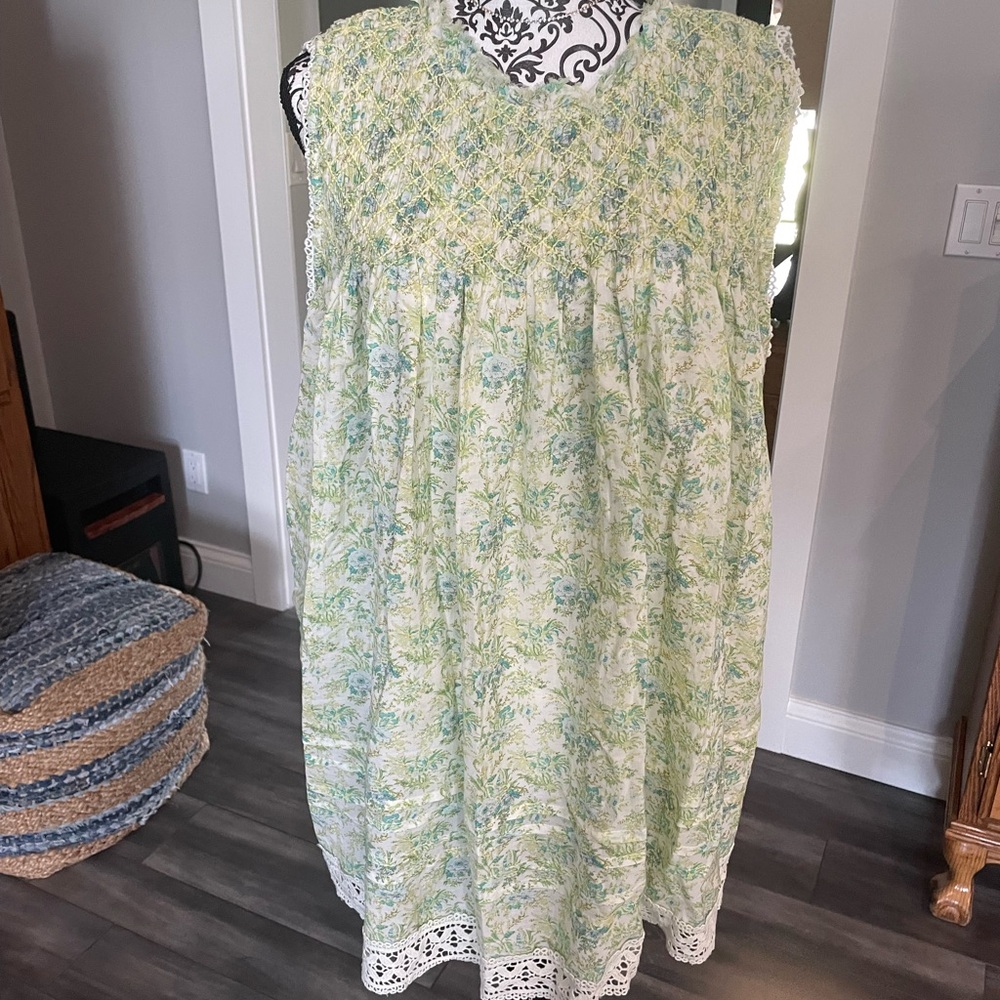 Free People Green Floral Mini Dress